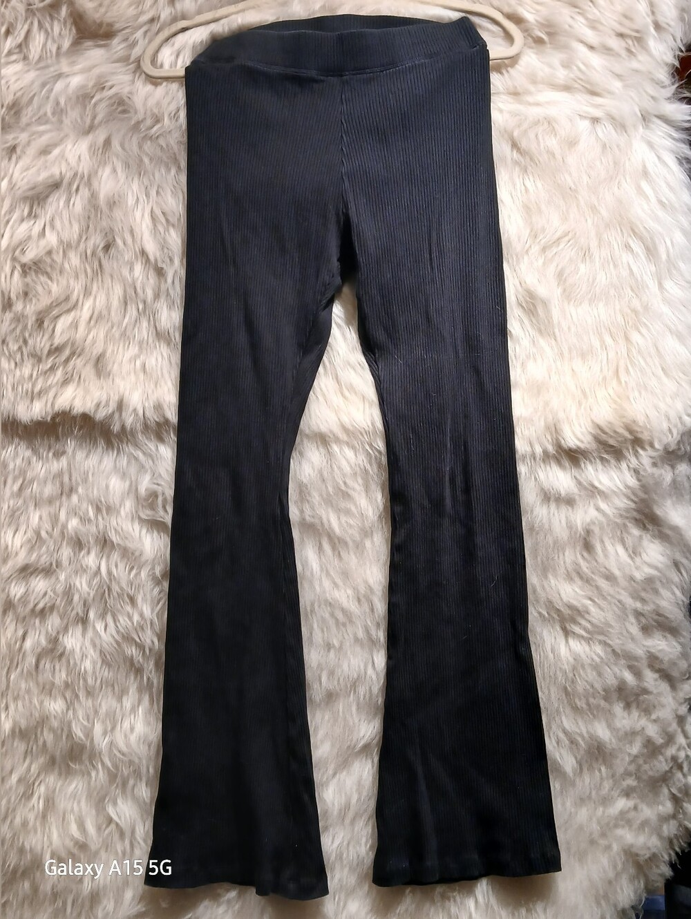 PINK Victoria's Secret Black Ribbed Flare Lounge Pants